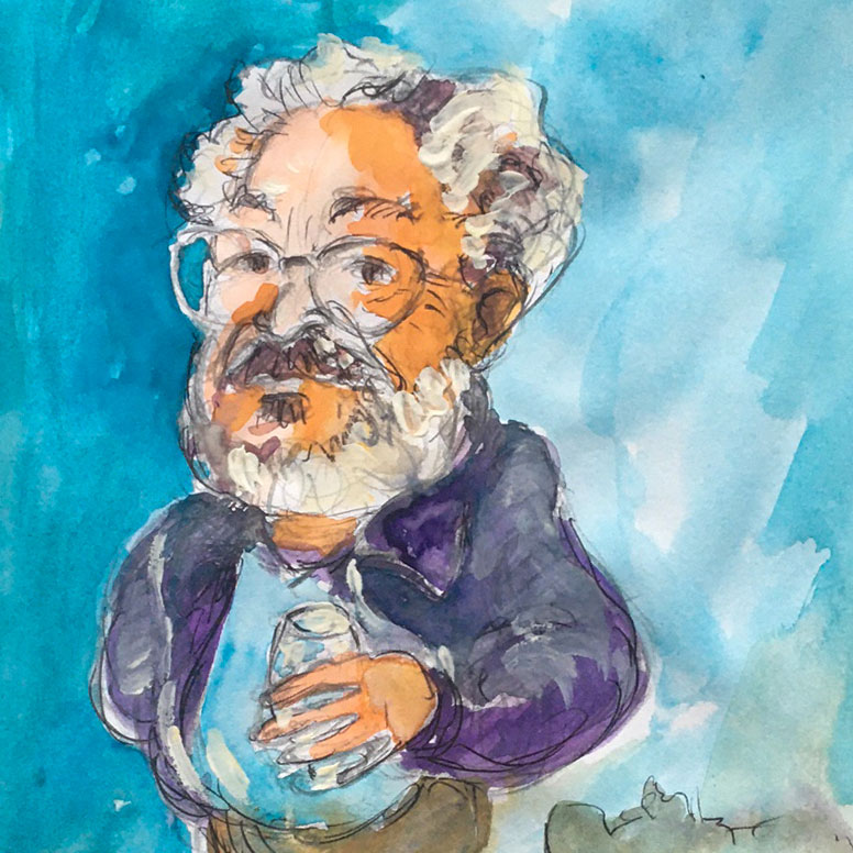 A painted caricature of John