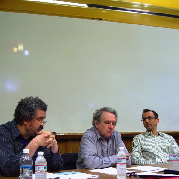 John Baldacchino and Nick Mirzoeff, interviewing Jacques Ranciere during the 2nd Annual Seminar: Jacques Ranciere at Teachers College Columbia University, New York City, April 22, 2008.